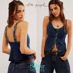 FREE PEOPLE Denim KARA Vest NWT New Release